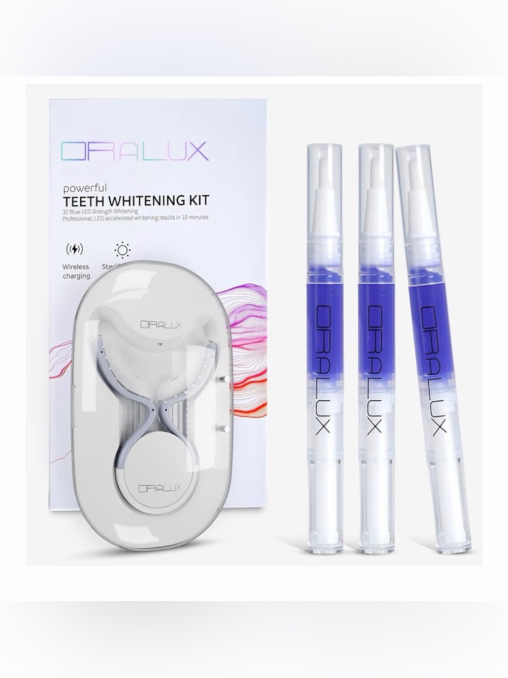 NWT - Oralux Purple Teeth Whitening Kit with LED Mouthpiece